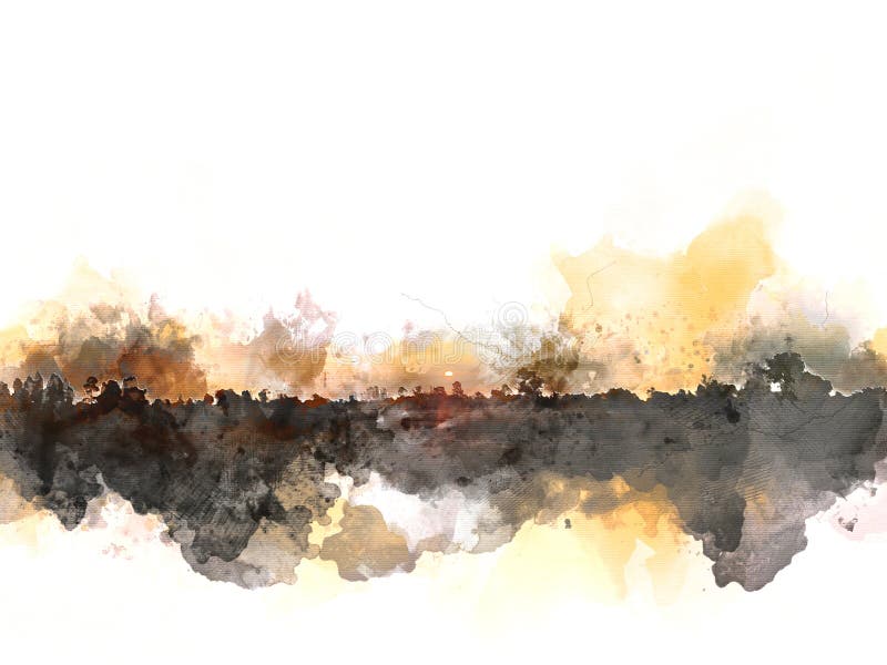 Beaux arbre et champ abstraits sur le fond coloré de peinture d'aquarelle illustration stock Beaux arbre et champ abstraits sur le fond coloré de peinture d'aquarelle illustration stock