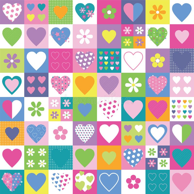 Beaux coeurs et fond de collection de fleurs illustration stock Beaux coeurs et fond de collection de fleurs illustration stock