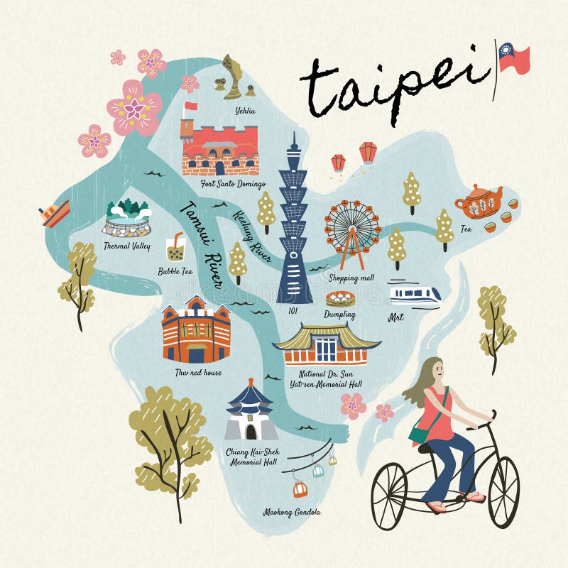 Beaux symboles de voyage de Taïwan illustration stock Beaux symboles de voyage de Taïwan illustration stock