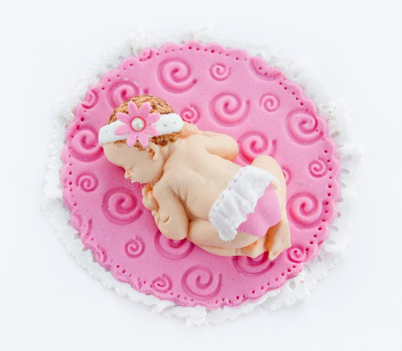 Pasta de Azúcar Conjunto de Dormir Bebé Personalizado Bautizo/Cumpleaños Pastel Topper Rosa