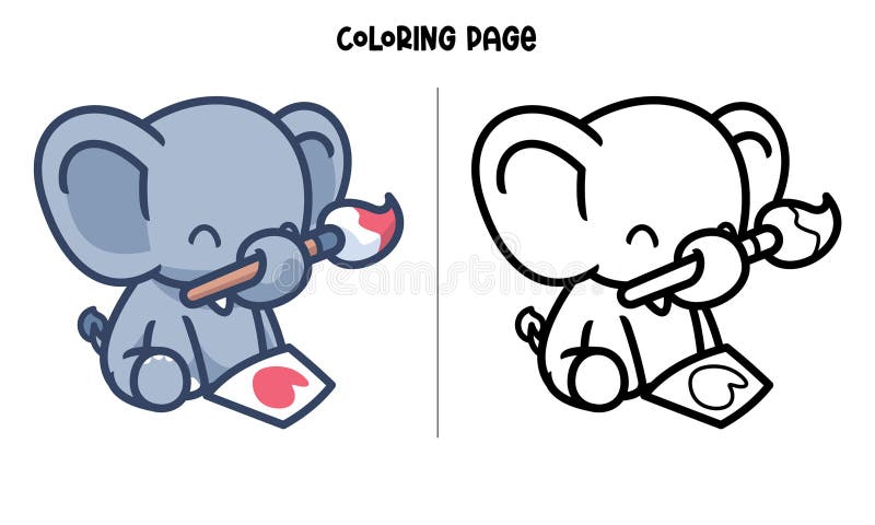 Bebé Elefante Dibujo Amor Para Colorear Página Ilustración del Vector -  Ilustración de vacaciones, diagrama: 214352600