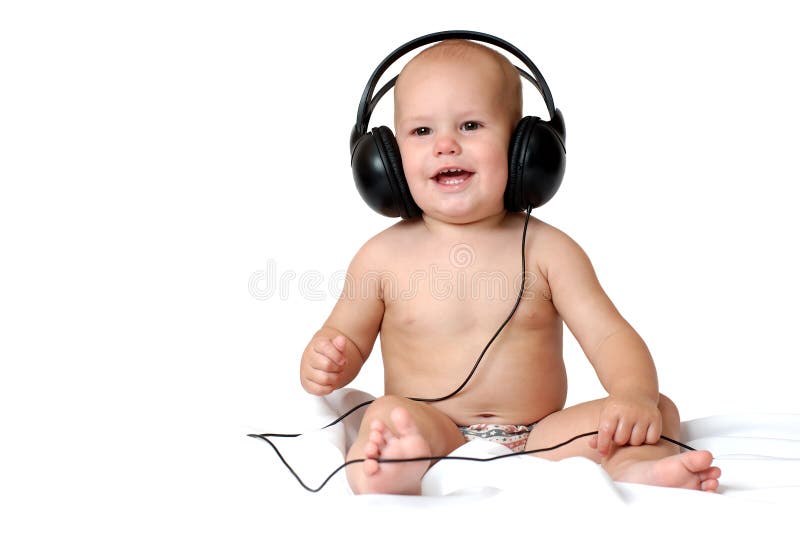 amplificación periódico Especificado Bebé Escucha Música Real En Los Auriculares Toca, Prueba Danés Foto de  archivo - Imagen de corte, cuidado: 164079782