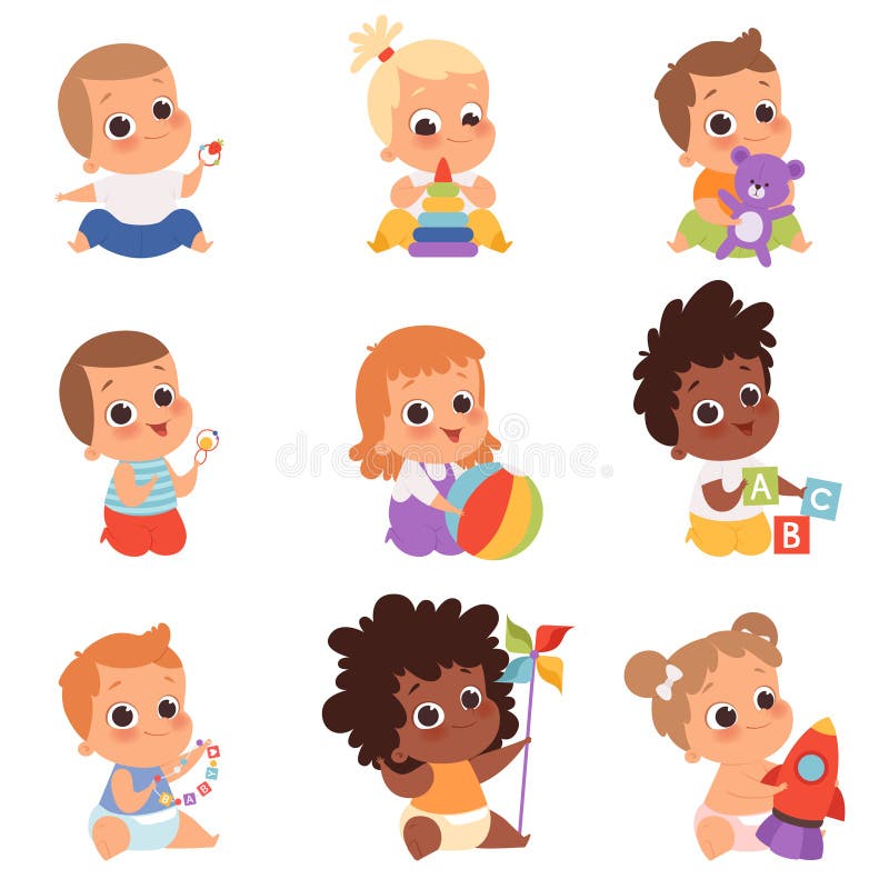 Conjunto de personagem de bebê recém-nascido de desenho animado se