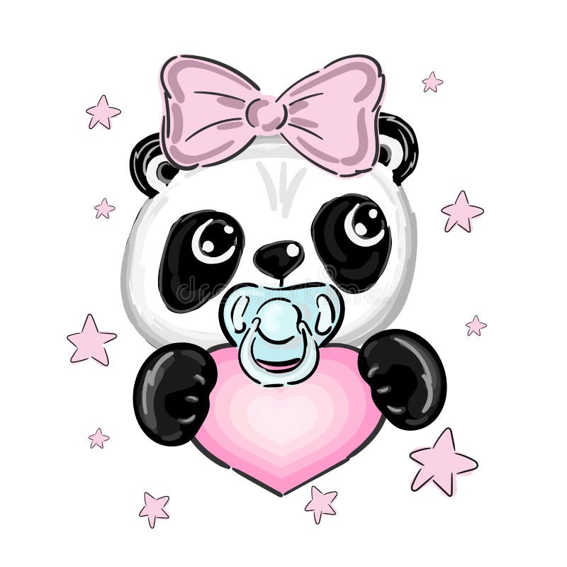 Cute panda clipart cores neutras para crianças desenho fácil bebê fofo