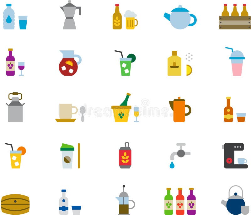Bebidas y sistema del icono de las bebidas libre illustration Bebidas y sistema del icono de las bebidas libre illustration