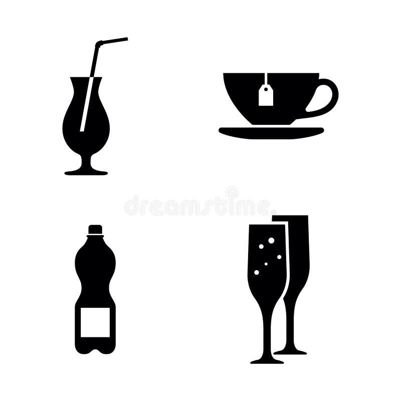 Bebidas Ícones relacionados simples do vetor ilustração do vetor