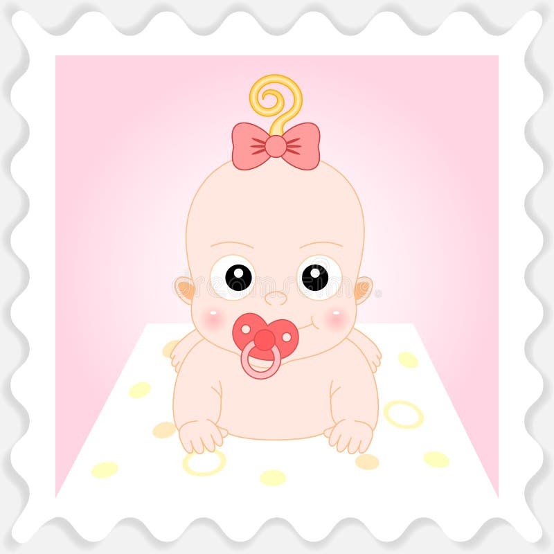 Illustration of Sweet Cartoon Baby Girl. Illustration of Sweet Cartoon Baby Girl