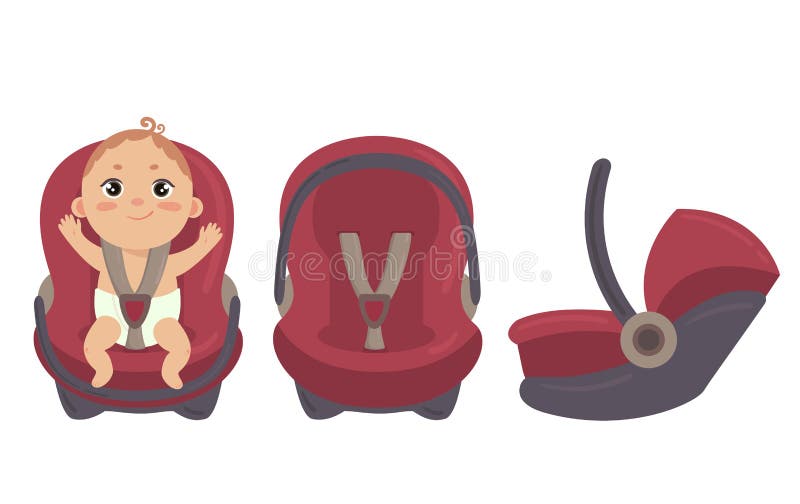 Bebé en asiento de coche Lateral y delantero de silla de la seguridad libre illustration Bebé en asiento de coche Lateral y delantero de silla de la seguridad libre illustration