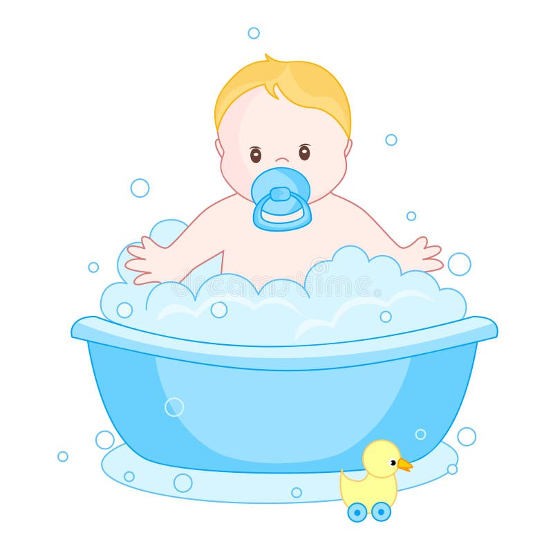 Bebé que tem um banho ilustração stock Bebé que tem um banho ilustração stock