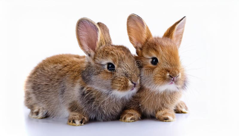 Adorables conejitos bebés, juguetonas criaturas de pelaje suave con orejas puntiagudas y ojos brillantes sobre un fondo blanco imp ilustración del vector