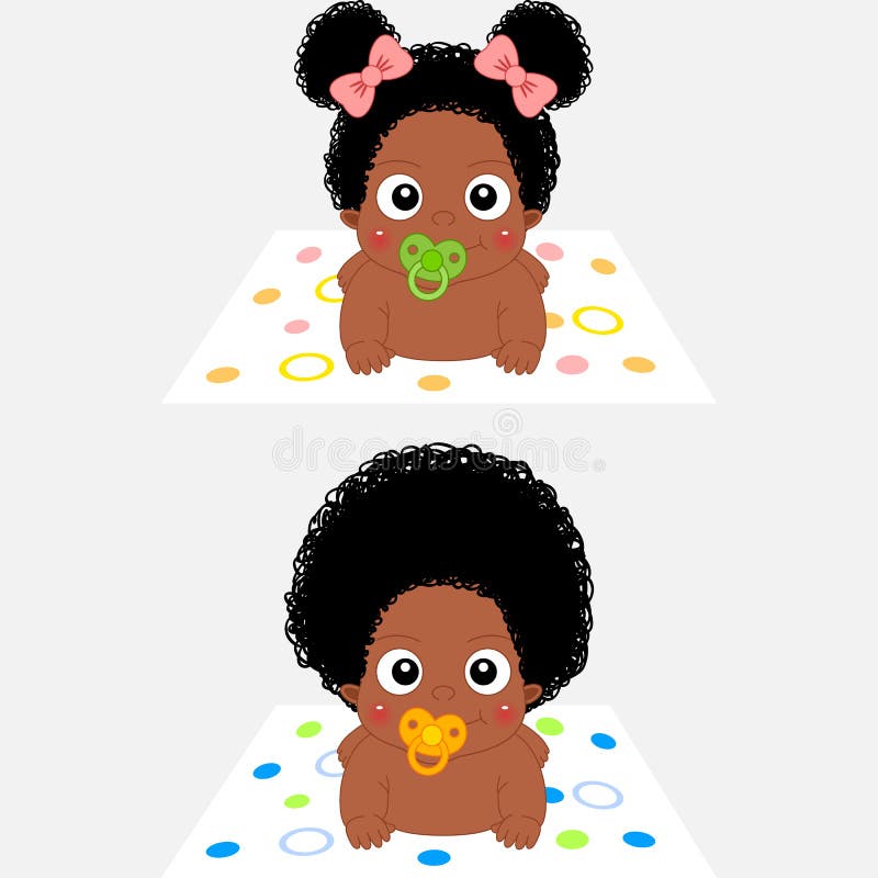 Cute Cartoon African Baby Girl and Boy. Cute Cartoon African Baby Girl and Boy