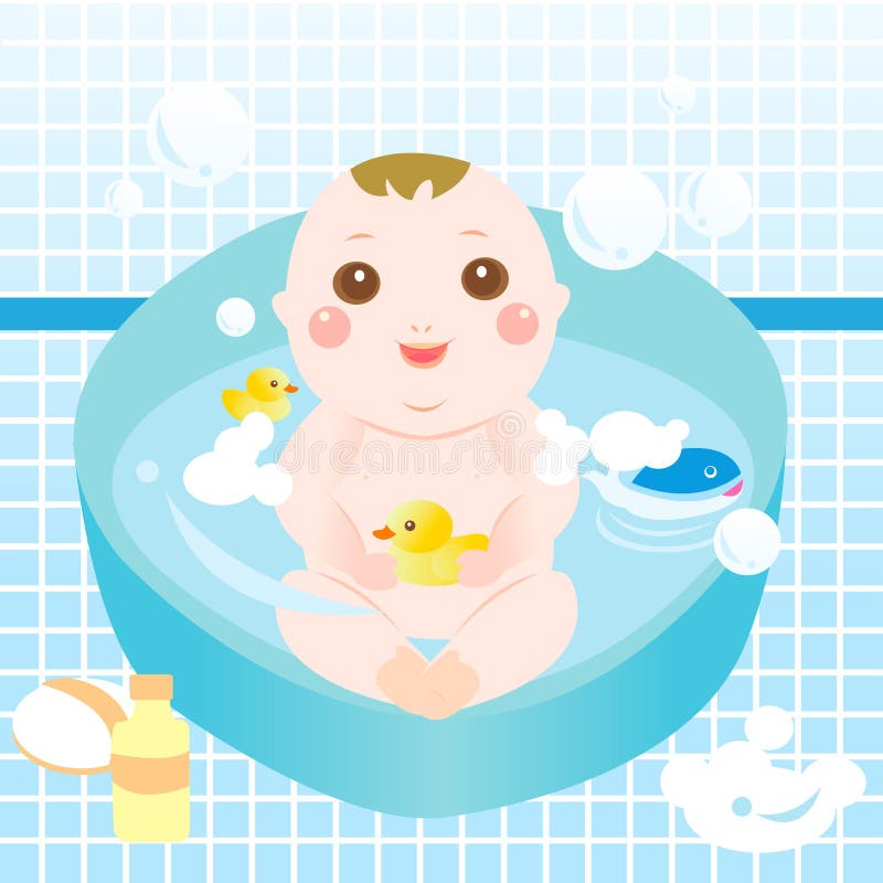 Bebê bonito que banha-se ilustração do vetor Bebê bonito que banha-se ilustração do vetor