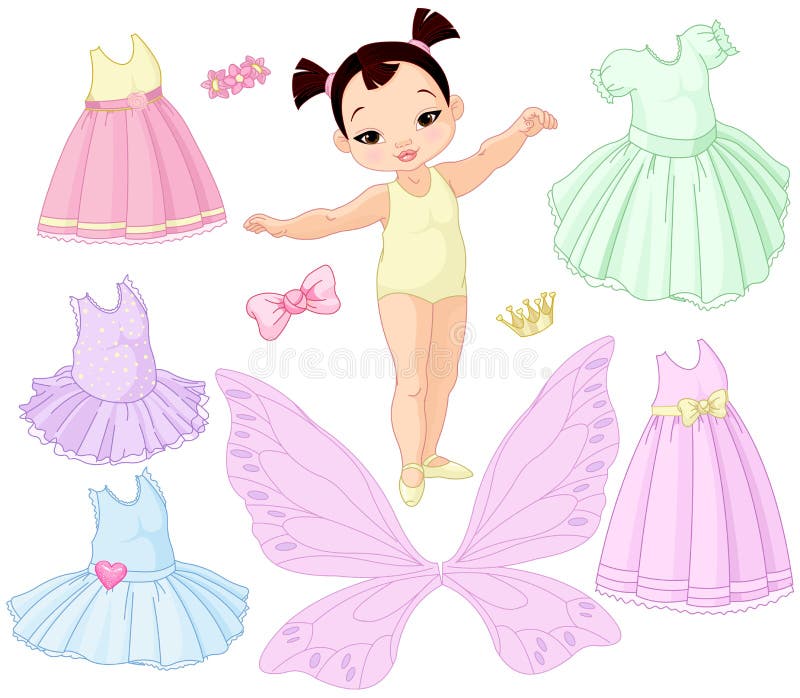 Bebê com fada, bailado e a princesa diferentes Dresses ilustração royalty free Bebê com fada, bailado e a princesa diferentes Dresses ilustração royalty free