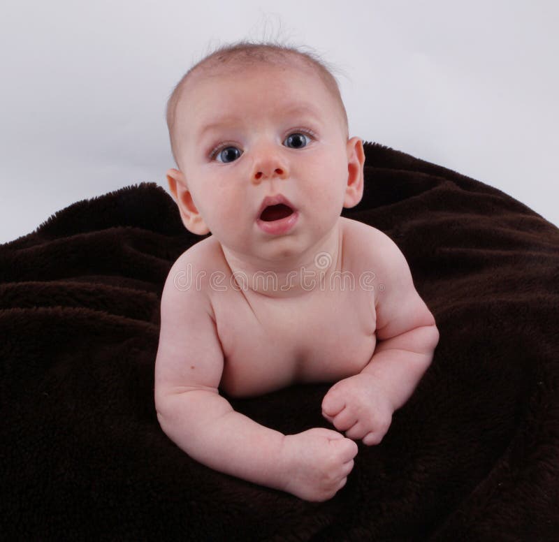 Bebê curioso bonito que aprende rastejar fotografia de stock royalty free