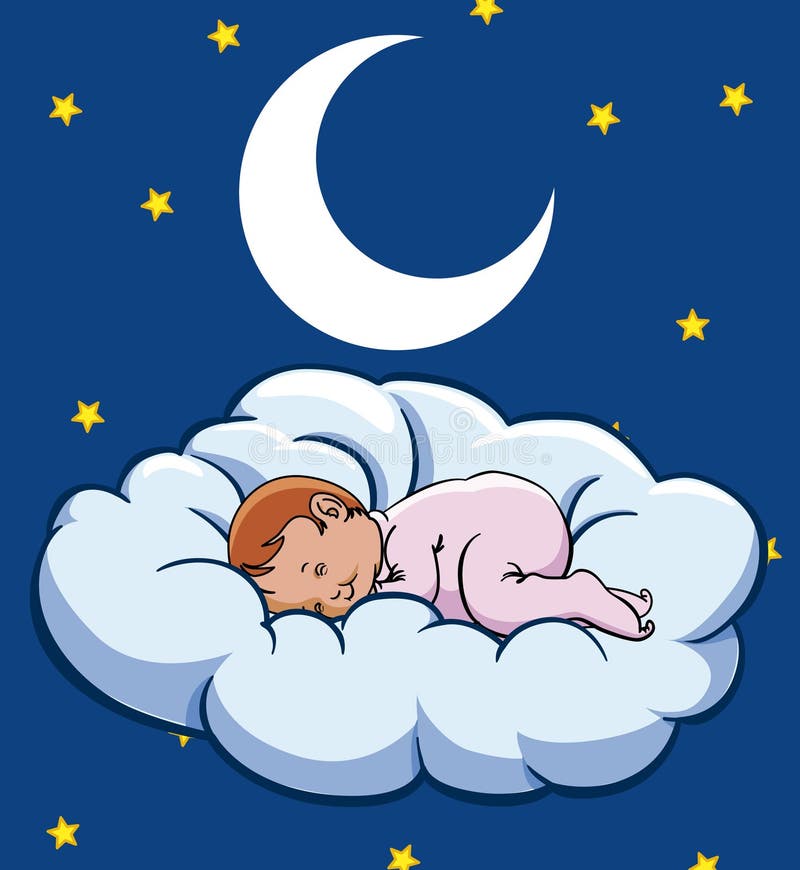 Bebê que dorme em uma nuvem ilustração royalty free Bebê que dorme em uma nuvem ilustração royalty free