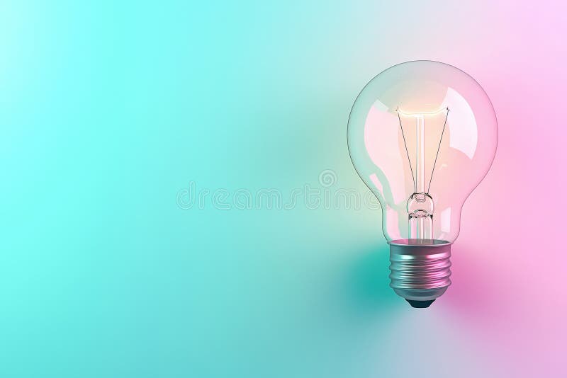 Bec minimalist iluminator cu filament subtil strălucitor în fundal turcoaz modern și roz vector illustration