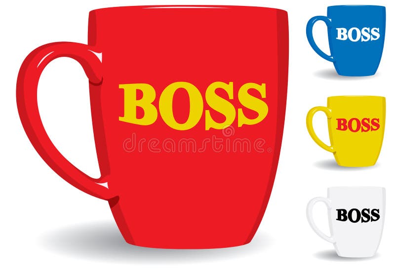 Mug for big boss. Fun. Color set isolated on white background. Vector illustration. Mug for big boss. Fun. Color set isolated on white background. Vector illustration.