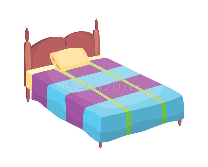 Bed Cartoon. Vector Illustration of Color Bed with Pillow and Cover Stock  Vector - Illustration of crossbeam, house: 205682498