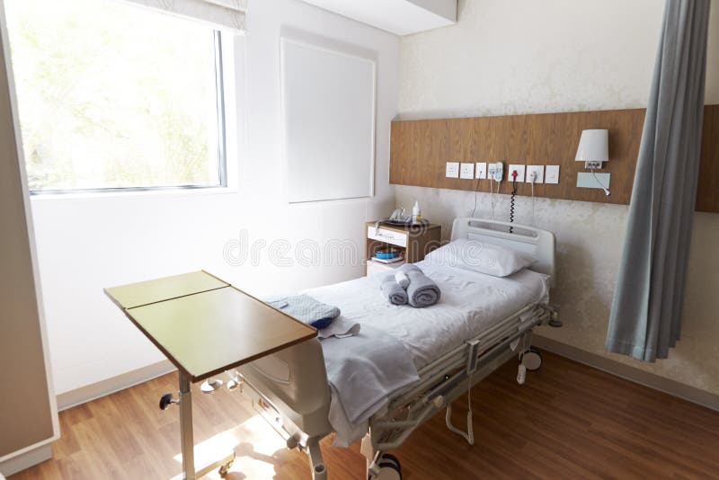 Bed In Empty Hospital Private Room stock images