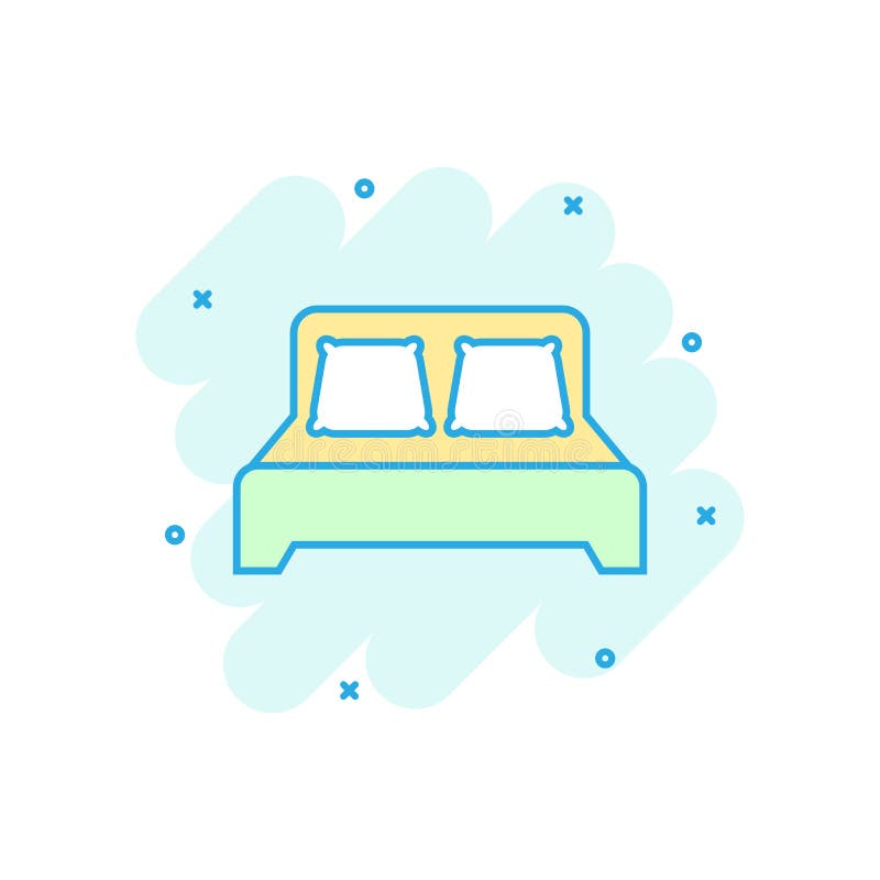 Bed Icon In Comic Style. Sleep Bedroom Vector Cartoon Illustration ...