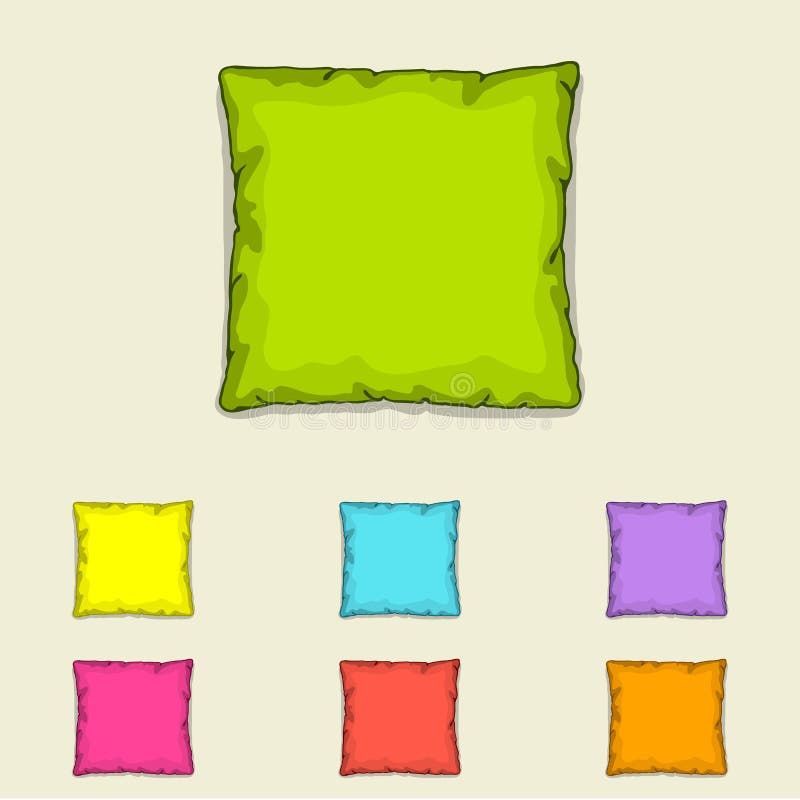 Bed Pillow Templates. Set of Multicolored Pillows Stock Vector