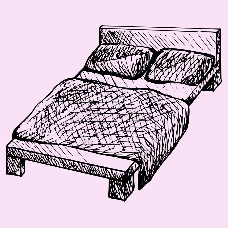 blanket on bed drawing clipart