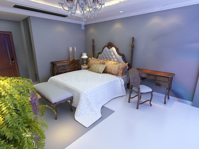 Bed room. Rendering bed room,so comfortable vector illustration Bed room. Rendering bed room,so comfortable vector illustration