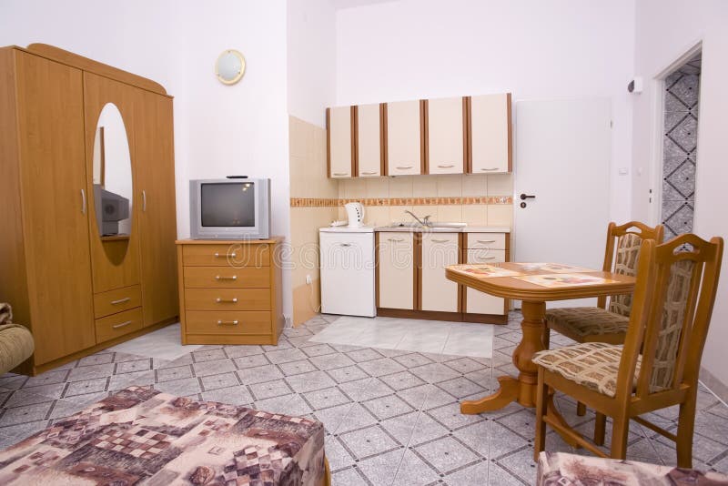 Bedsitting room interior stock image. Image of 8160485