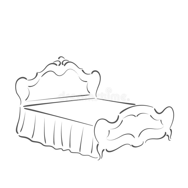 Bed sketch illustration stock illustration. Illustration of drawn