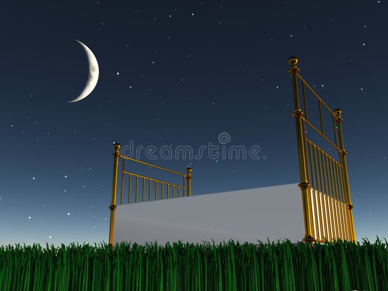 Bed under the stars stock illustration. Illustration of furniture