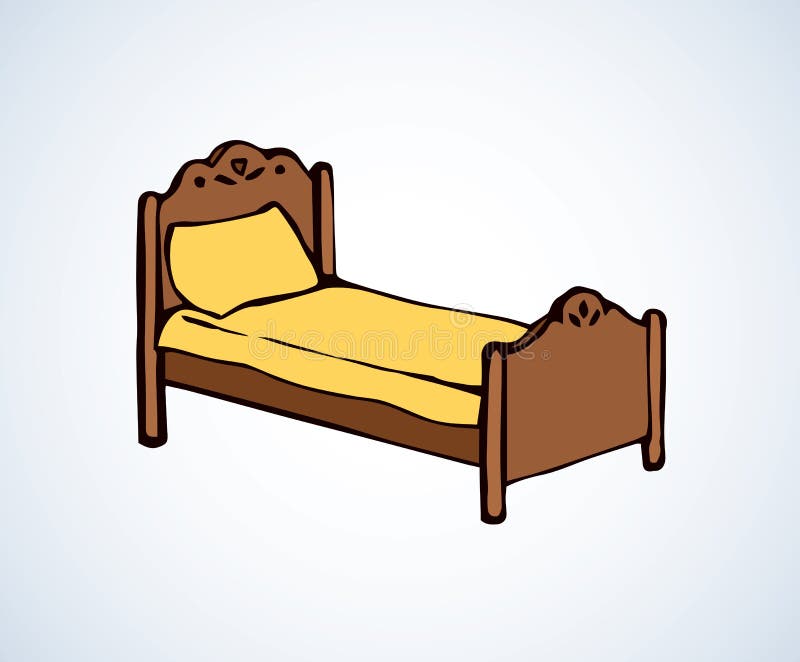 Bed. Vector drawing stock vector. Illustration of cushion - 102847314
