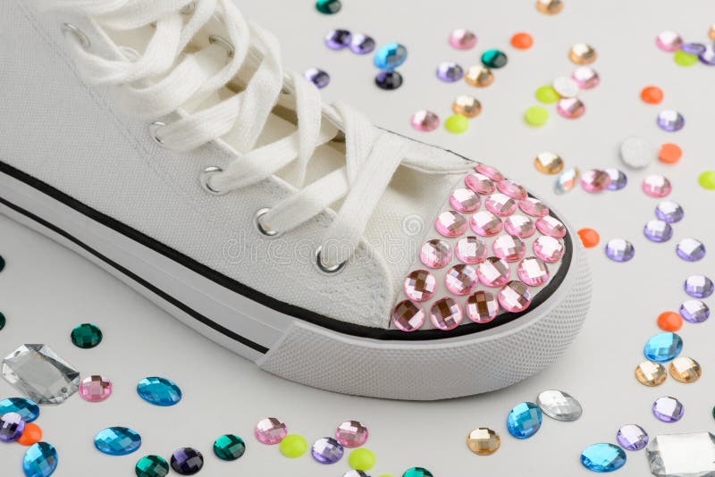 Bedazzled Sneakers Refashion Stock Photo - Image of custom, customization:  141642160