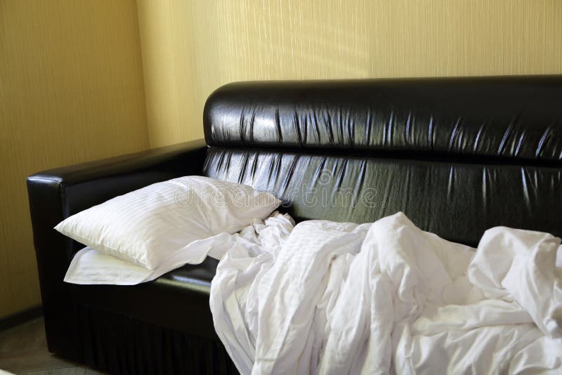 Bedding on the couch stock photo. Image of home, bedroom 96206450