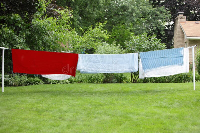 5 Clean Sheets On Clothesline Stock Image Image of advertise, announcement 15397741