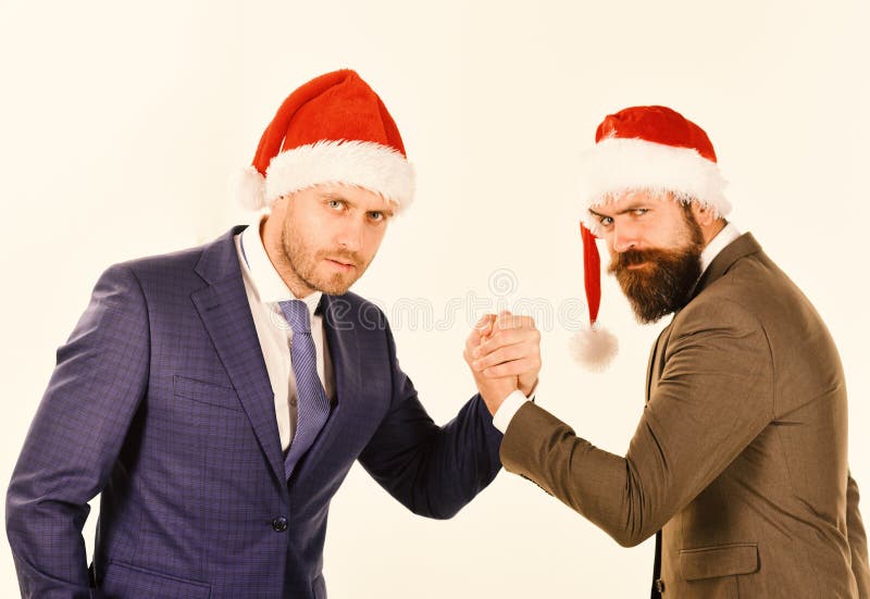 Bedrijfs en Kerstmisvakantieconcept Mensen in klassieke kostuums stock foto's Bedrijfs en Kerstmisvakantieconcept Mensen in klassieke kostuums stock foto's