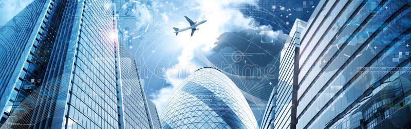 Bedrijfs futuristische wolkenkrabberbanner royalty-vrije stock foto's Bedrijfs futuristische wolkenkrabberbanner royalty-vrije stock foto's
