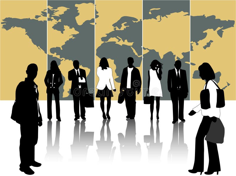 Zakelijk mensen en kaart stock illustratie