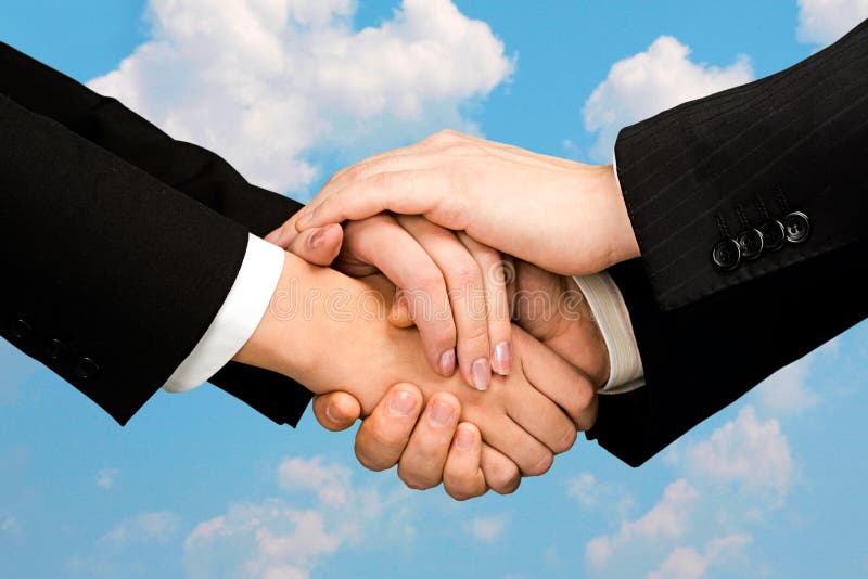 Pile of human hands isolated on a sky background. Pile of human hands isolated on a sky background