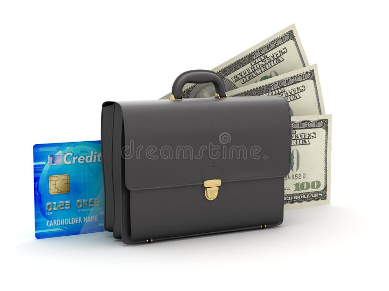 Bedrijfsaktentas, creditcard en dollarrekeningen royalty-vrije illustratie Bedrijfsaktentas, creditcard en dollarrekeningen royalty-vrije illustratie