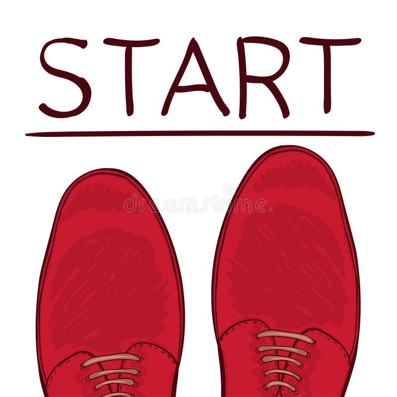 Bedrijfsconcepten beginnende trek Voeten in mannelijke schoenen op de weg Maak een keus Vector royalty-vrije illustratie Bedrijfsconcepten beginnende trek Voeten in mannelijke schoenen op de weg Maak een keus Vector royalty-vrije illustratie