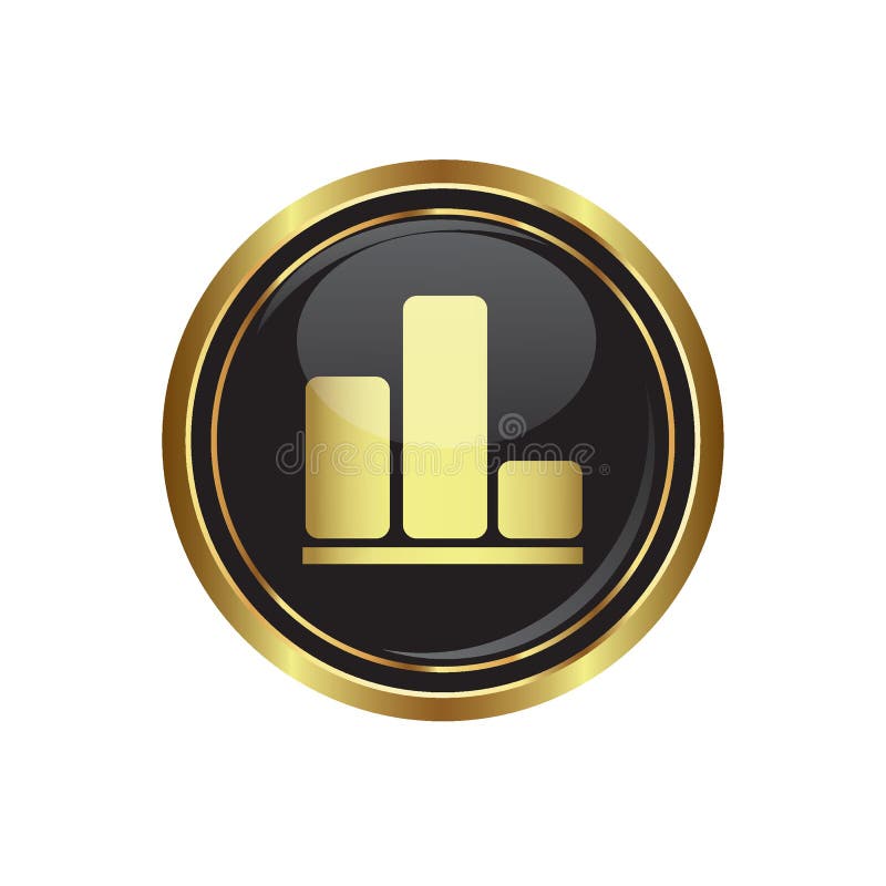 Bedrijfsgrafiekpictogram op zwarte met gouden knoop vector illustratie Bedrijfsgrafiekpictogram op zwarte met gouden knoop vector illustratie