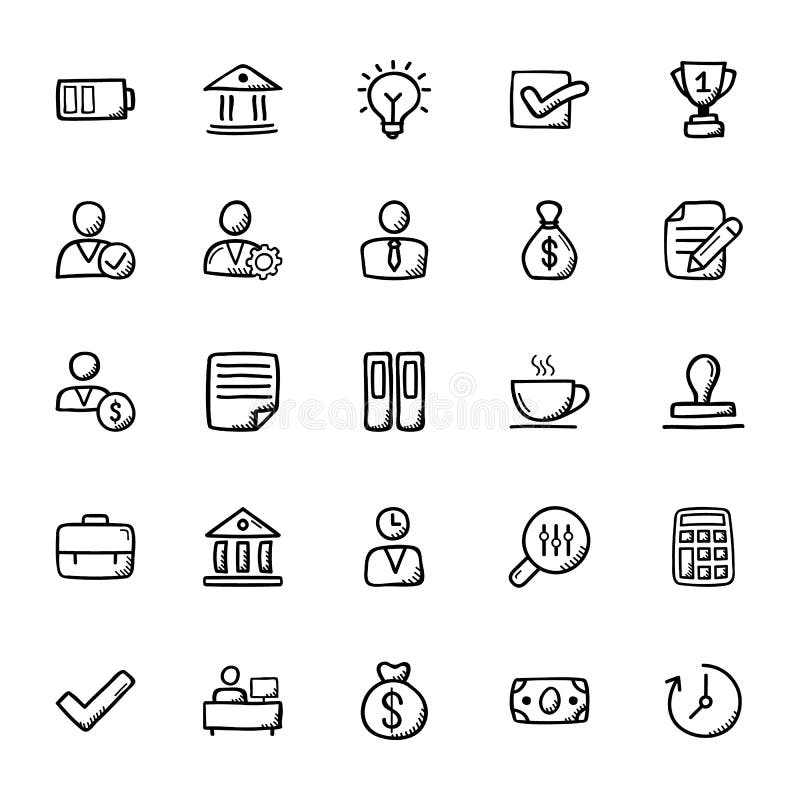 Bedrijfskrabbelpictogrammen 2 vector illustratie Bedrijfskrabbelpictogrammen 2 vector illustratie