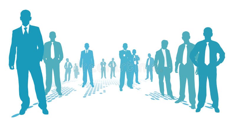 Silhouetten van mannen in pakken en dassen royalty-vrije illustratie