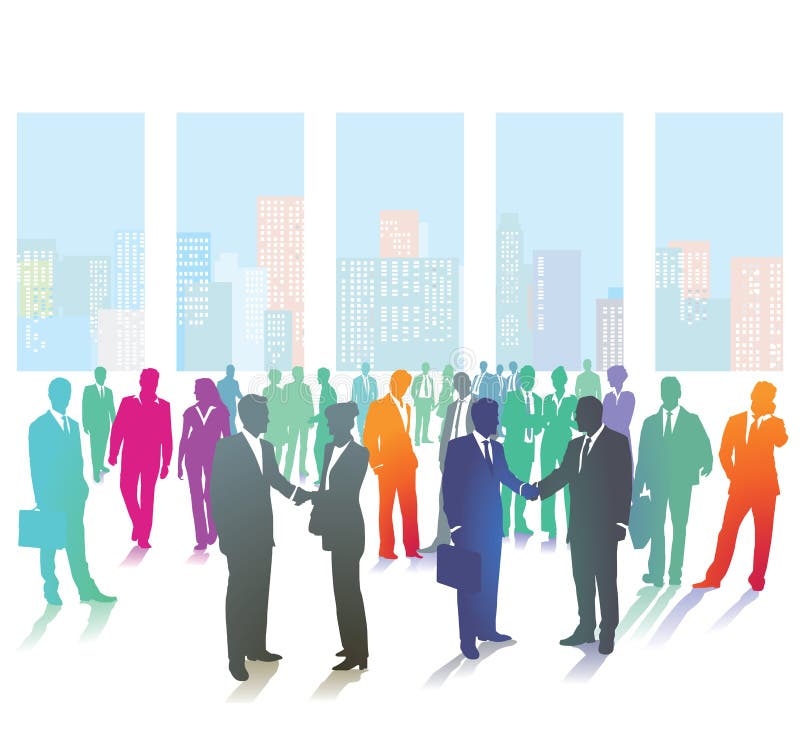 Bedrijfsmannen en Vrouwen in een Groep stock illustratie