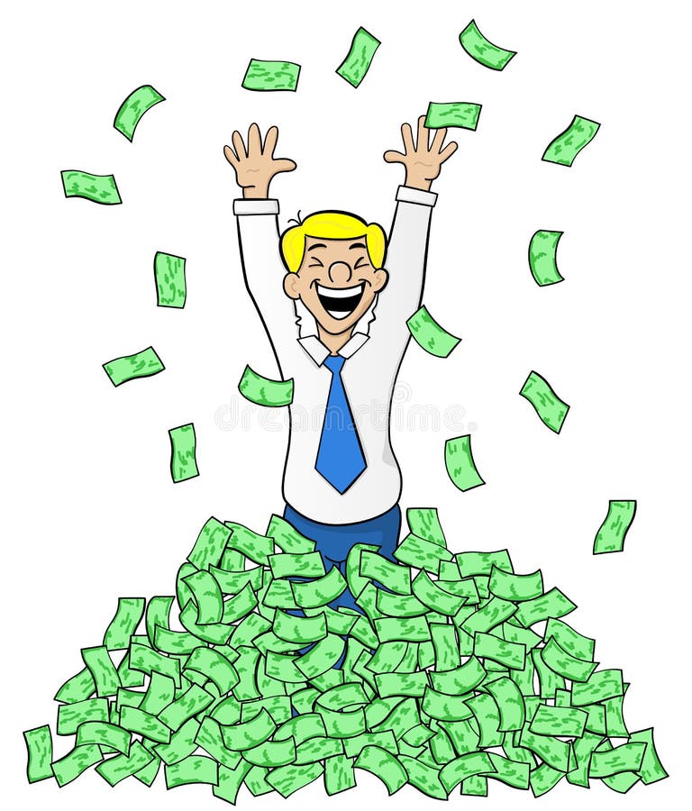 Zakeman met een stapel geld royalty-vrije illustratie