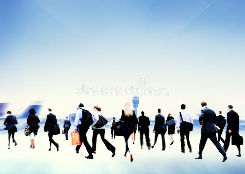 Business People Rushing Walking Airport Travel Concept. Business People Rushing Walking Airport Travel Concept