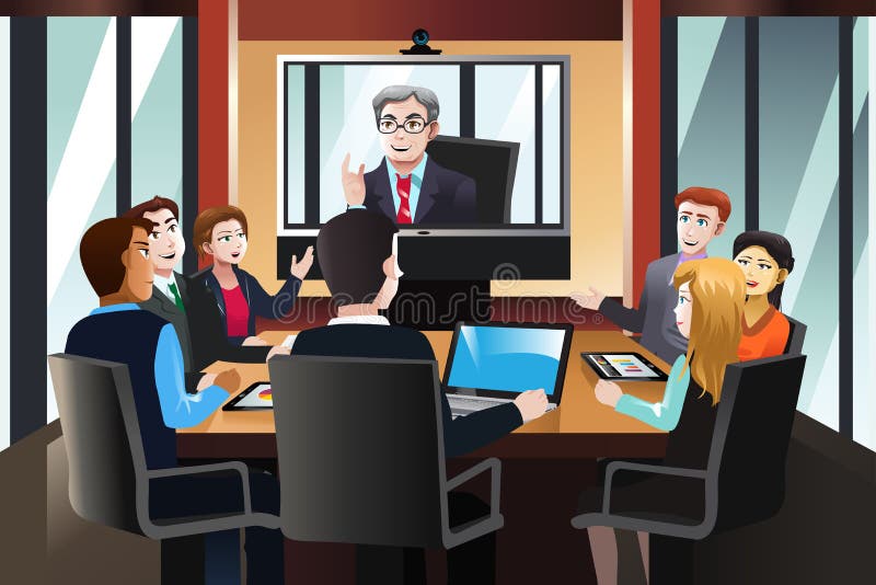 Bedrijfsmensen op een videoconferentie vector illustratie Bedrijfsmensen op een videoconferentie vector illustratie