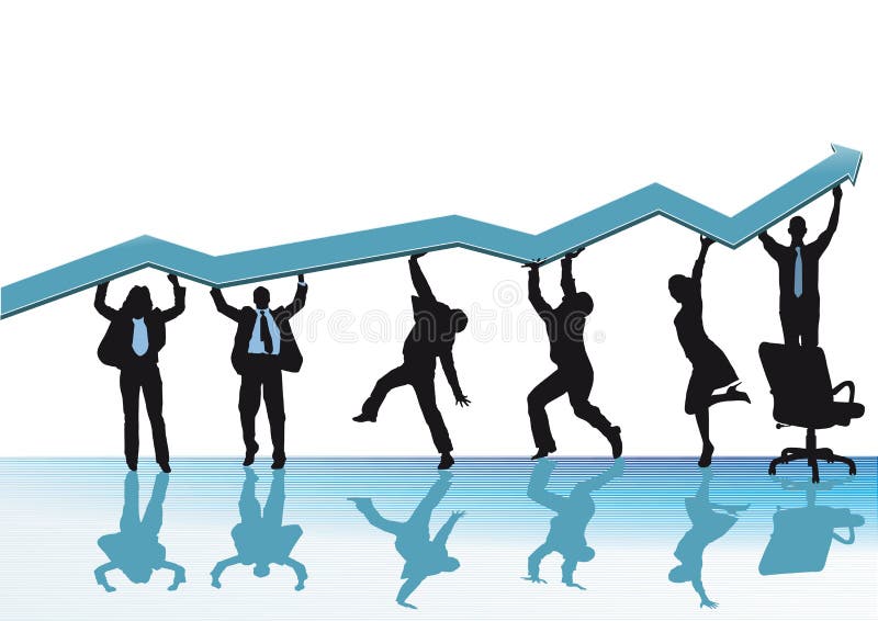 A concept illustration of business increase with people and a sales or profit graph. A concept illustration of business increase with people and a sales or profit graph.