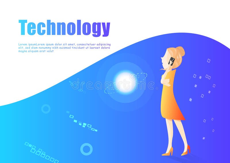 Bedrijfsvrouwenvector, marketing en digitale technologiekarakter vlakke ontwerp, het huren en het werk mensenpresentatie als acht stock illustratie Bedrijfsvrouwenvector, marketing en digitale technologiekarakter vlakke ontwerp, het huren en het werk mensenpresentatie als acht stock illustratie