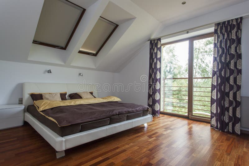 Bedroom with balcony stock photo. Image of furnishing 29672254